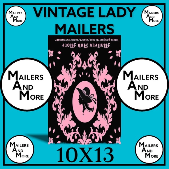 50 10X13 Poly Mailers Pink Vintage Lady Envelopes PRICE IS FIRM - Picture 4 of 7